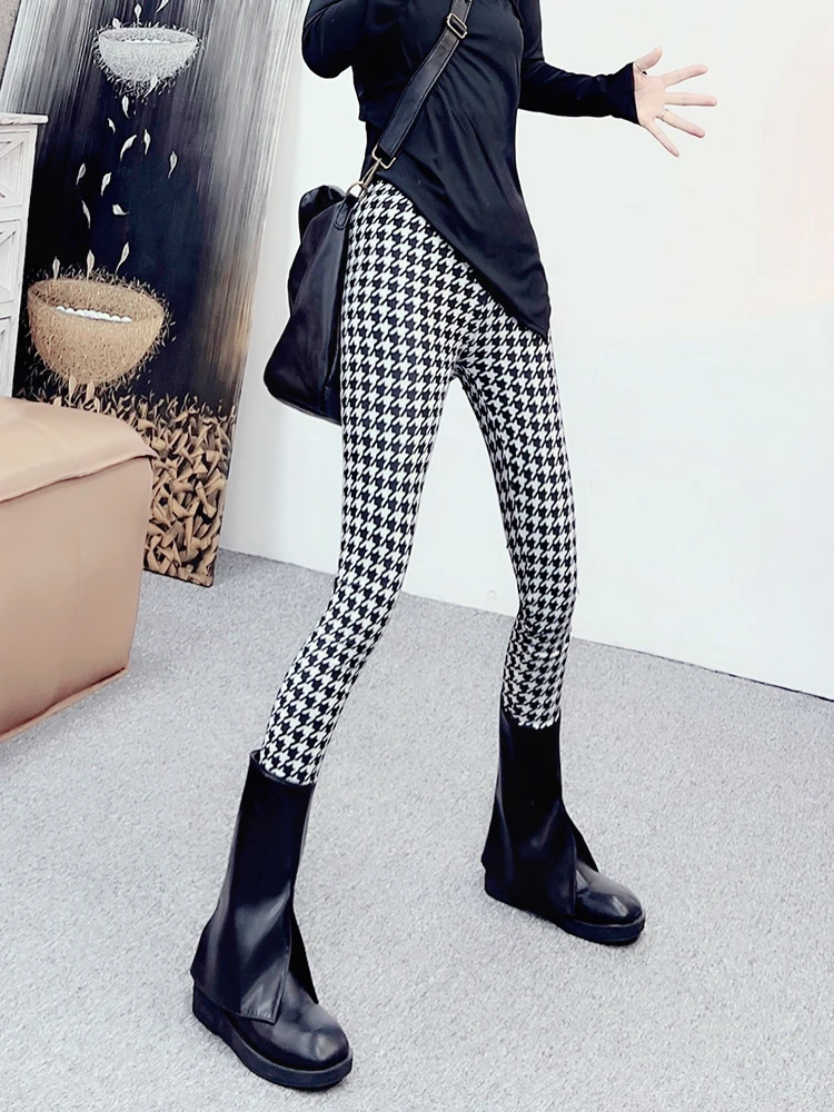 Calças de Yoga de Cintura Alta com Forro para Mulheres, Calças Slim Fit, Camada Base, Calças Elásticas Brancas e Pretas, Calças de Nove Pontos