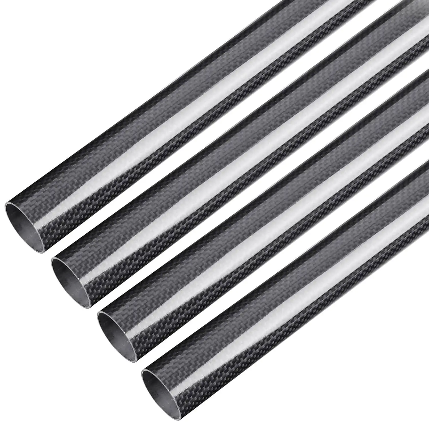 

400mm Carbon Fiber Tubes 4 Pack, 25mm x 27mm x 400mm, Glossy Surface 3K Roll Wrapped 100% Pure for Quadcopter Multicopter