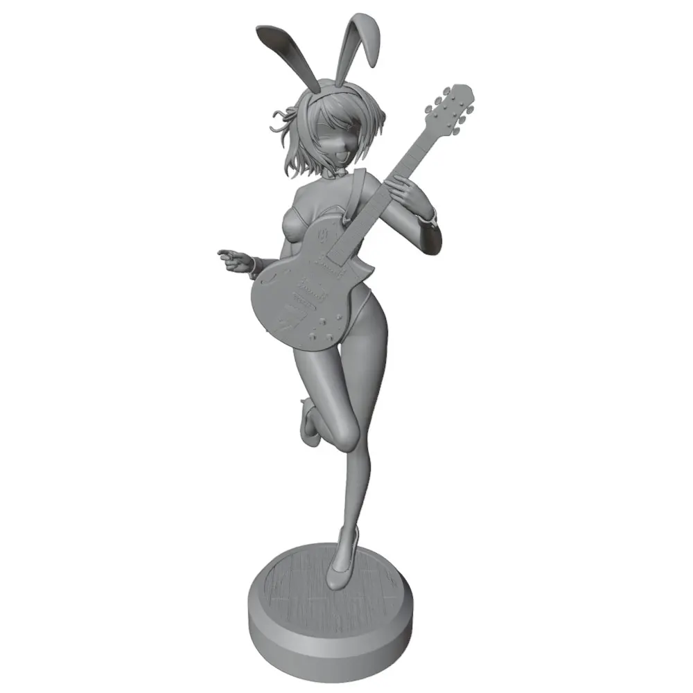 75mm Sexy Girl Resin Model Kits Art Guitar Girl GK Miniature Unpainted 3D Printed Gray DIY Doll Figurine Unassembled Collectible