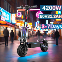 T90 E-Scooters 4200W dual powerful Motor 60V31AH Battery Full Suspension Electric Scooter Off-Road 13-Inch Tire Hydraulic Brake