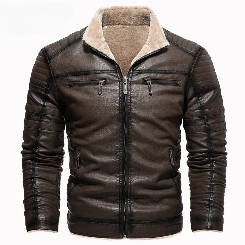 Winter Leather Jacket Men Coat Jackets Coats Faux Leather Vintage Biker Jacket Men To Resist The Wind Windproof Biker Jacket Men