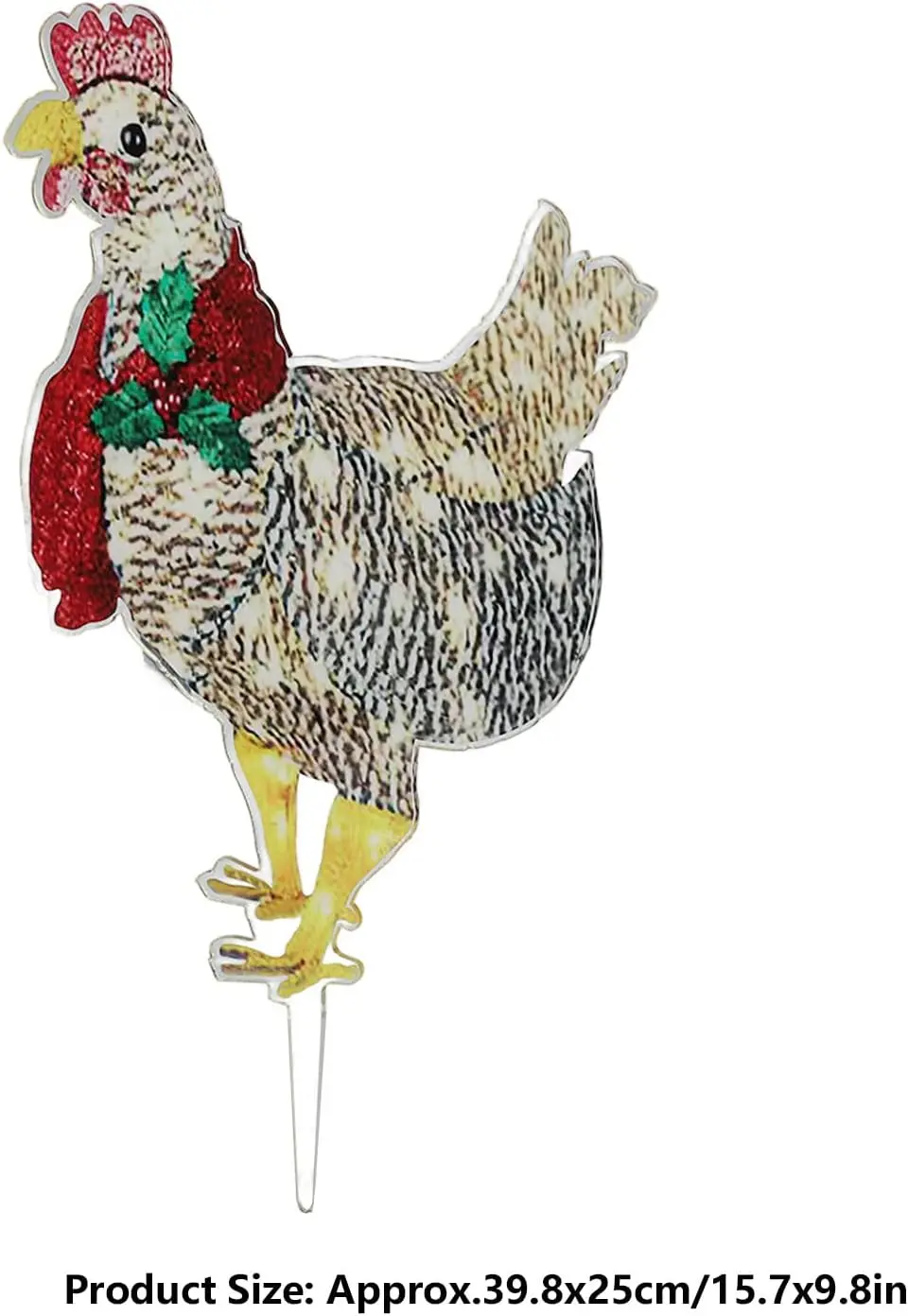 Chicken Shape Decorative LED Lights Light Up Christmas Decor with Scarf for Outdoor Indoor Yard Garden Porch Decorate