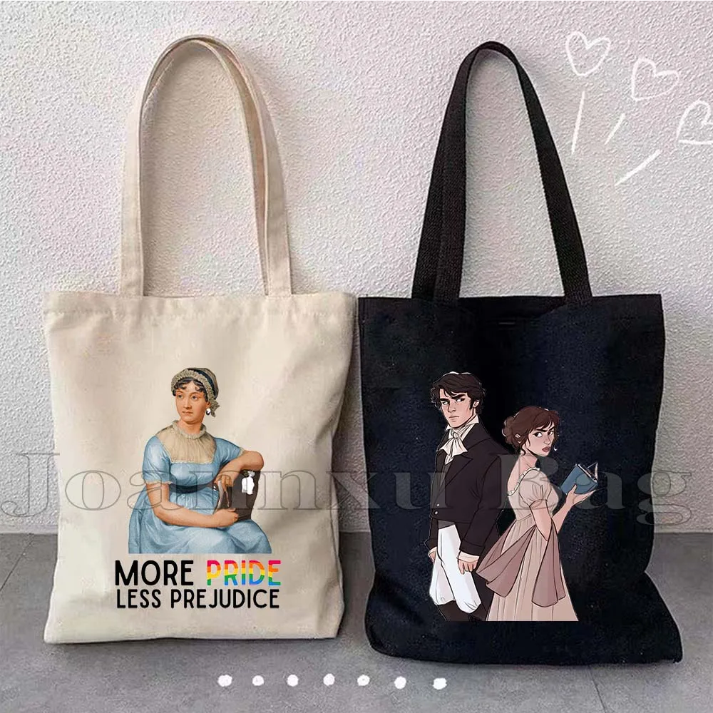 

Movie Poster Art Pride and Prejudice Elizabeth and Darcy Book Library Lizzy Bennet Jane Austen Books Tote Bag Canvas Handbag
