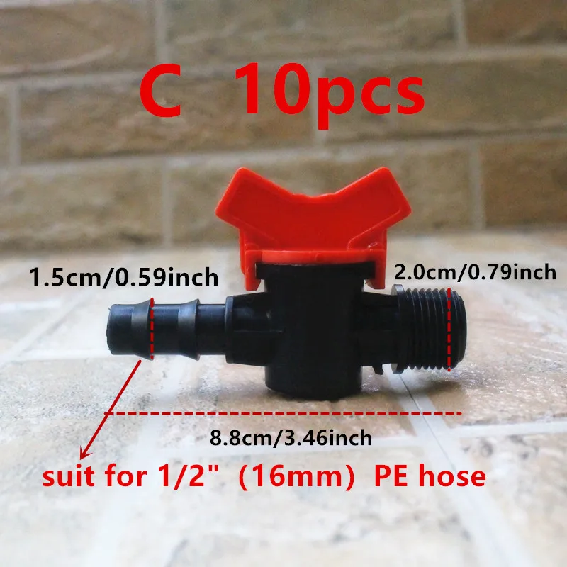 10 Stück 16/20mm Schlauchanschlüsse mit Widerhaken, Mini-Ventil Gartenhahn-Verbinder mit 1/2 3/4 Zoll Gewinde für Tropfbewässerungssysteme – Detail 5