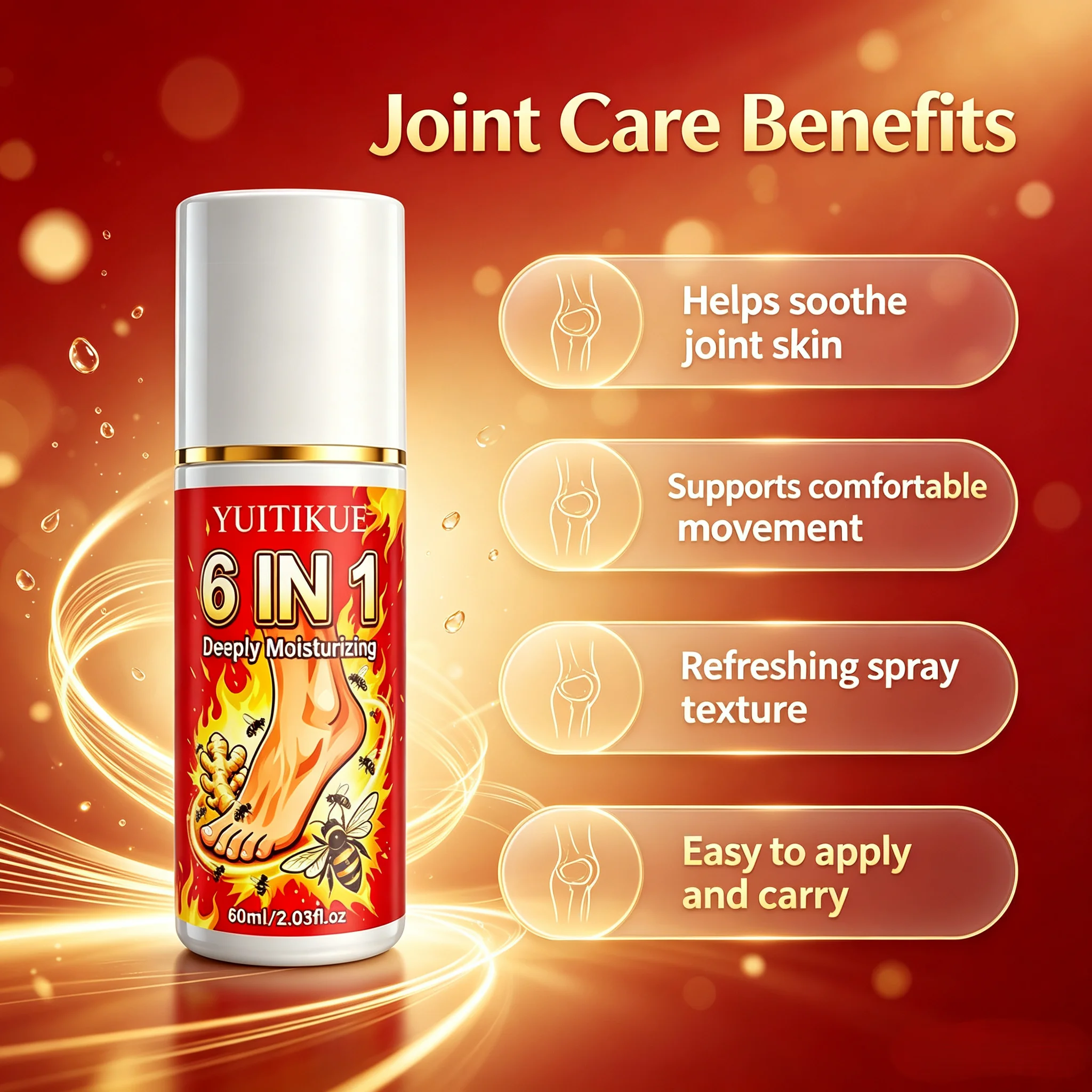Deeply Moisturizing Joint Spray With Bee Venom Ginger Natural Ingredients Effective Care For Body Joint And Muscle Fatigue