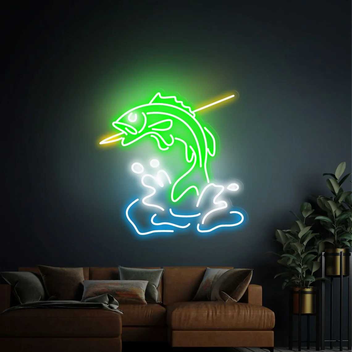 Fishing Led Neon Sign Custom Fish Neon Sign Wall Decor Store Home Art Neon Gifts