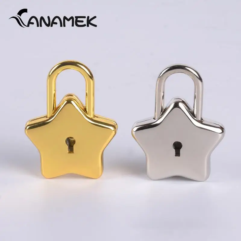 1PCS Security Key Lock With Key Mini Star Shape Archaize Padlocks Locker Luggage Bag Lock