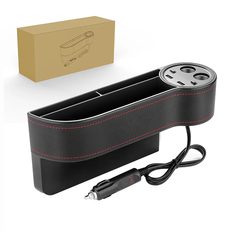 

Multifunctional Car Storage Box Organizer Foldable Usb Cigar Lighter Voltage Display For Mobile Phone Cash Easy
