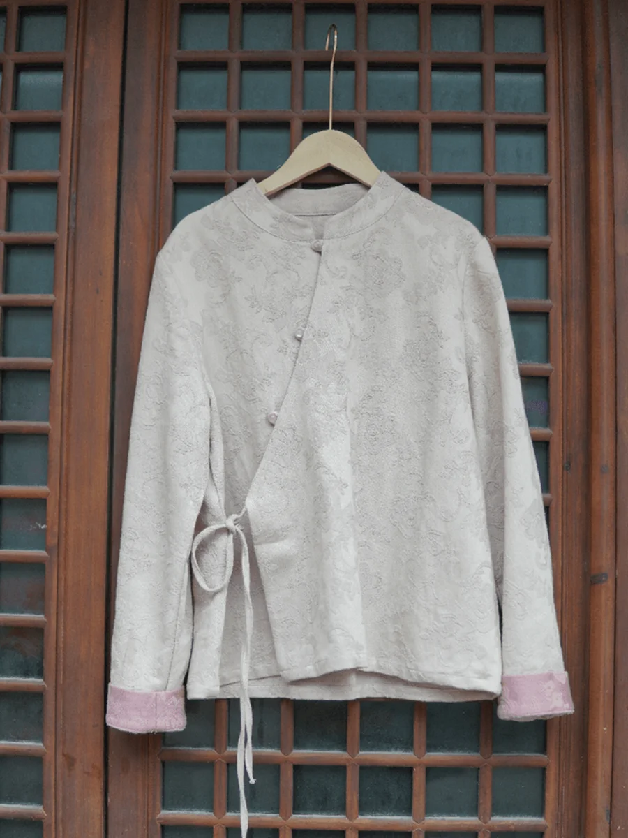 Simple Elegant Cotton Linen Women's Shirt Tang Suit Zen Style Tea Costume Chinese New Style Ethnic Women's Upper Wear Set