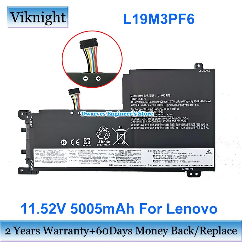 

Genuine L19M3PF6 Battery L19C3PF5 SB10W86952 11.52V 5005mAh 57W For Lenovo IdeaPad 5-15IIL05 Series 81YK 81YK0038MX 81YK003VMZ