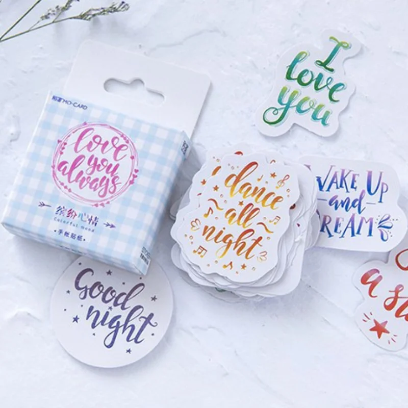 46pcs Blessing Sentence Label Sticker Decorative Stationery Scrapbook DIY Creative Production Of Diary Stickers And Labels