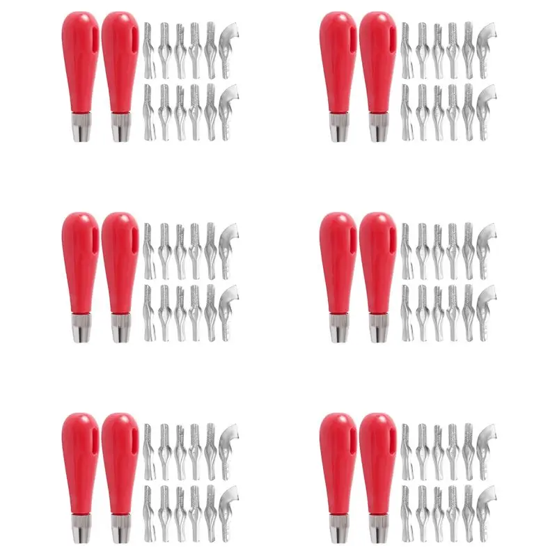 

A60zlinoleum Cutter Set, 12 Sets Craft Lino Cutters With 6 Assorted Blades For Lino Cutting And Crafting,Carvings,DIY Craftmay