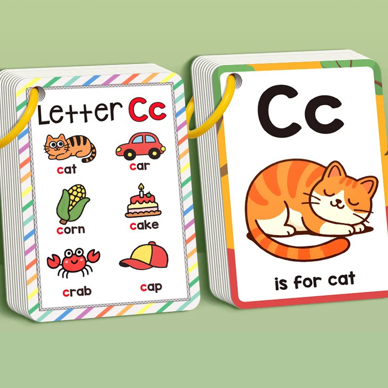 

156 Words A-Z Learning Cards with Pictures, 27 English Word Cards, Educational Cognitive Games