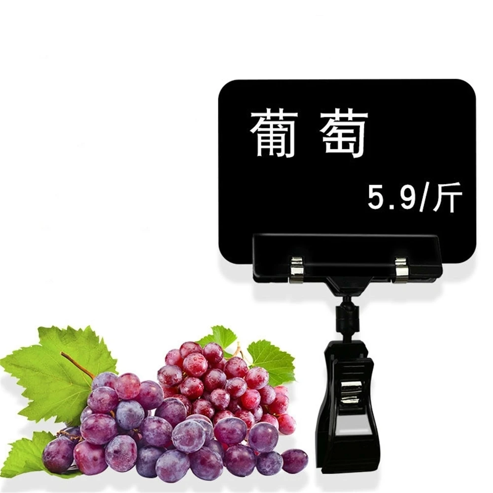 Black Plastic Chalkboard Pop Clips-on Style Sign Holder For Chalk Marker Food Label Display Rotating Card Stand