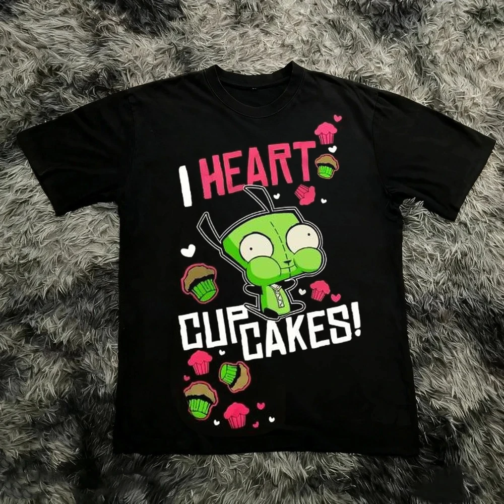 Vintage Invader Zim Cartoon Print Short Sleeve T-Shirt Retro Unisex Graphic Tee 90s Nostalgia Summer Streetwear Y2K Tee Top image 5