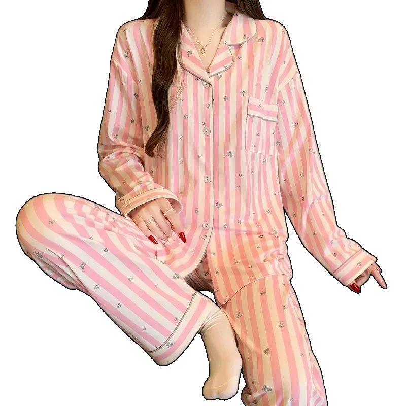 Französisches Luxus-Pyjama-Set mit Leopardenmuster für Damen, weiche Langarm-Nachtwäsche, lässige Vintage-Loungewear, neue Frühlings-Nachtwäsche – Detail 10