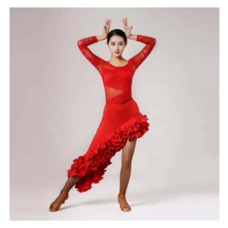 Latin dance competition dresses black/red/purple/Leopard Latin party dresses top/skirt/dad suit/Umba/tango dance dress wa4342