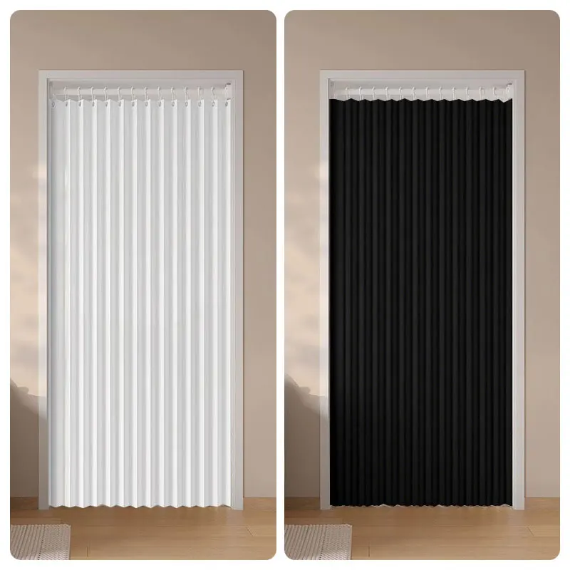 Accordion Folding Door Curtain, Pleated Room Divider Partition Wall, Retractable Fabric Privacy Screen Cover for Air Conditioner view 6