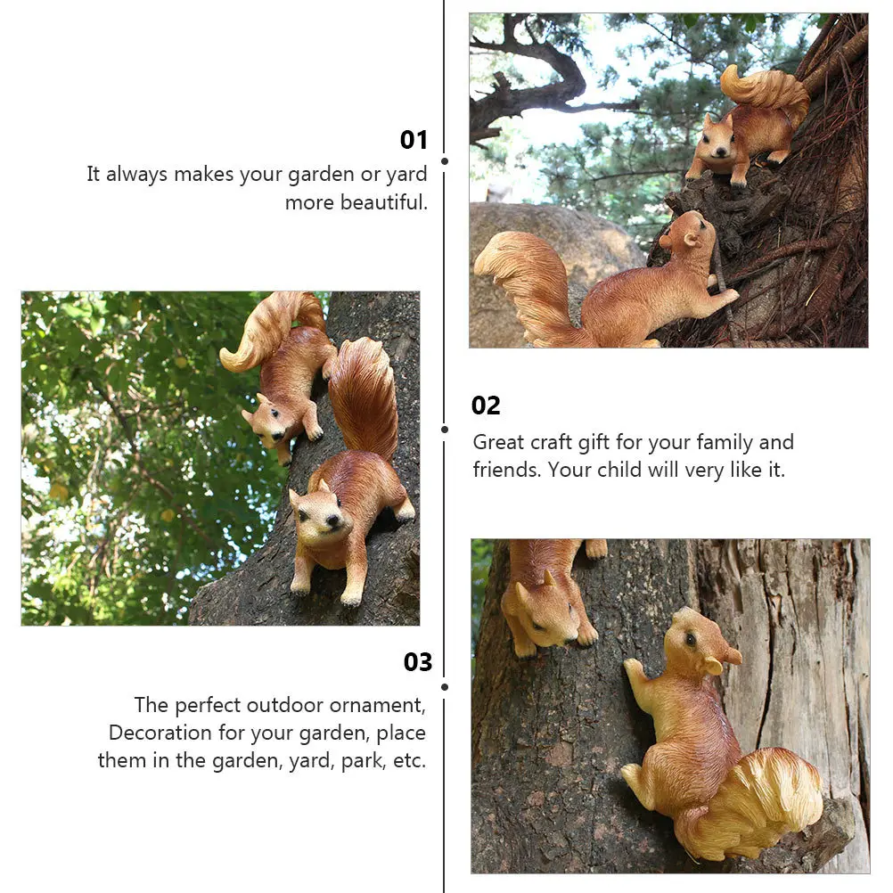 

2Pcs Resin Squirrel Yard Ornament Outdoor Garden Lawn Decor Resin Craft Landscape Scene Decoration Garden Decor