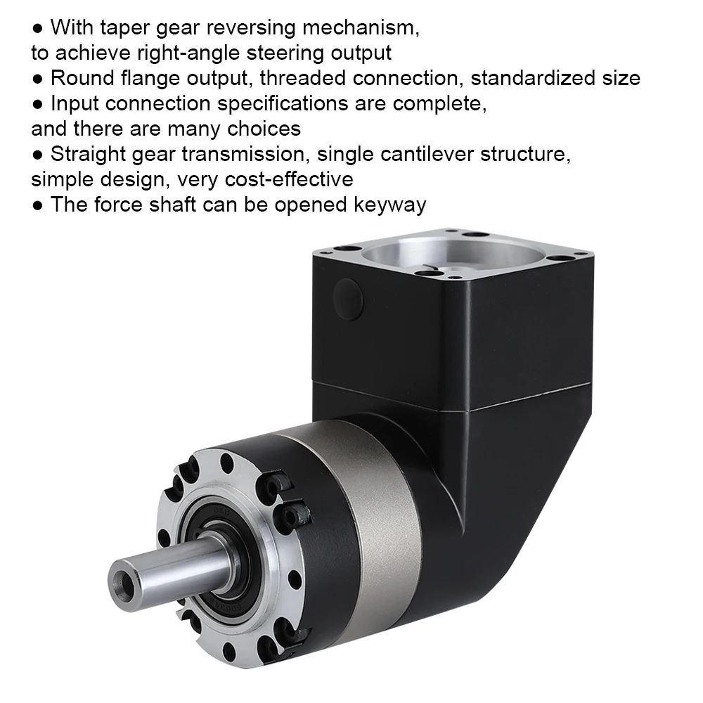 90 Degree Right Angled Planetary Gear Reducer for Nema 23 34 Stepper Motor 60 80 90 110 130 mm Flange Servo Motor Speed Reducer