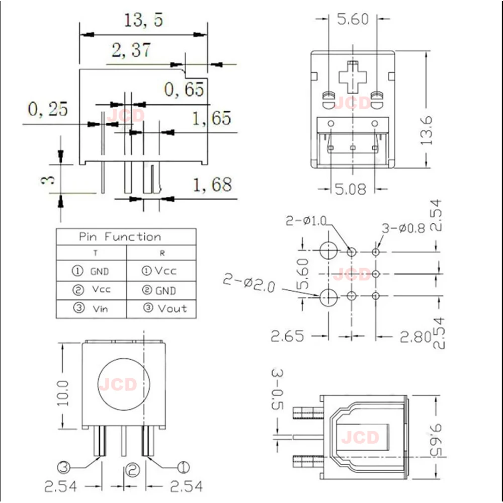 YUXI 1PC (Transmitting/Receiving End) Dlt1160 Audio Optical Fiber Receiver Terminal Socket Optical Fiber Connector Socket Port