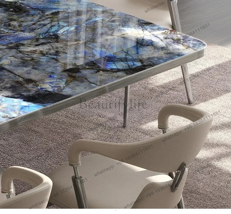 46Slate, light luxury modern simple small apartment, high-end Italian minimalist luxury stone rectangular dining table