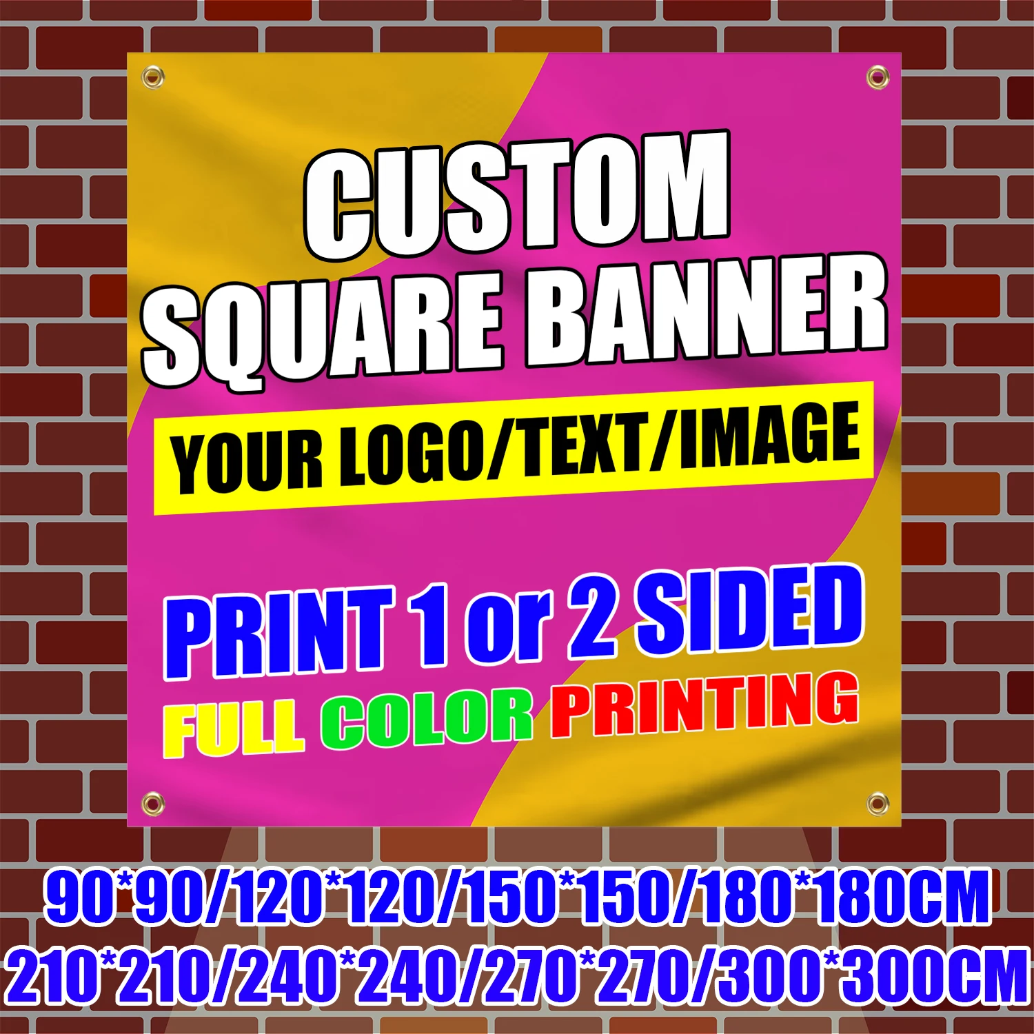 Square Custom Flags Any Size Single/Double Sided Polyester Brand Logo Personalized Printing Flags for Sport Team Event Company