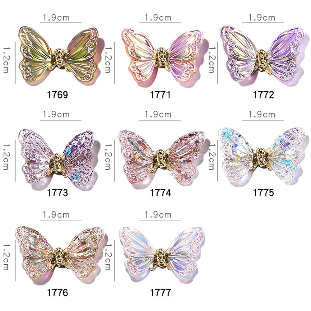 Charms glänzende Zirkon Aurora Schmetterling Schmetterling Nail Art Maniküre Schmuck Nail Art Dekorationen Nagel Strass