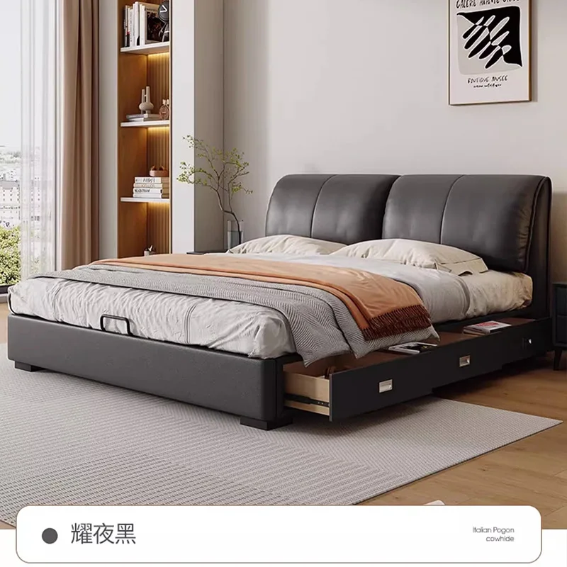 Factory Direct 2026 Top Cama de cuero multifuncional con orejas de elefante, moderna, sencilla, ligera, de lujo, doble, para bod