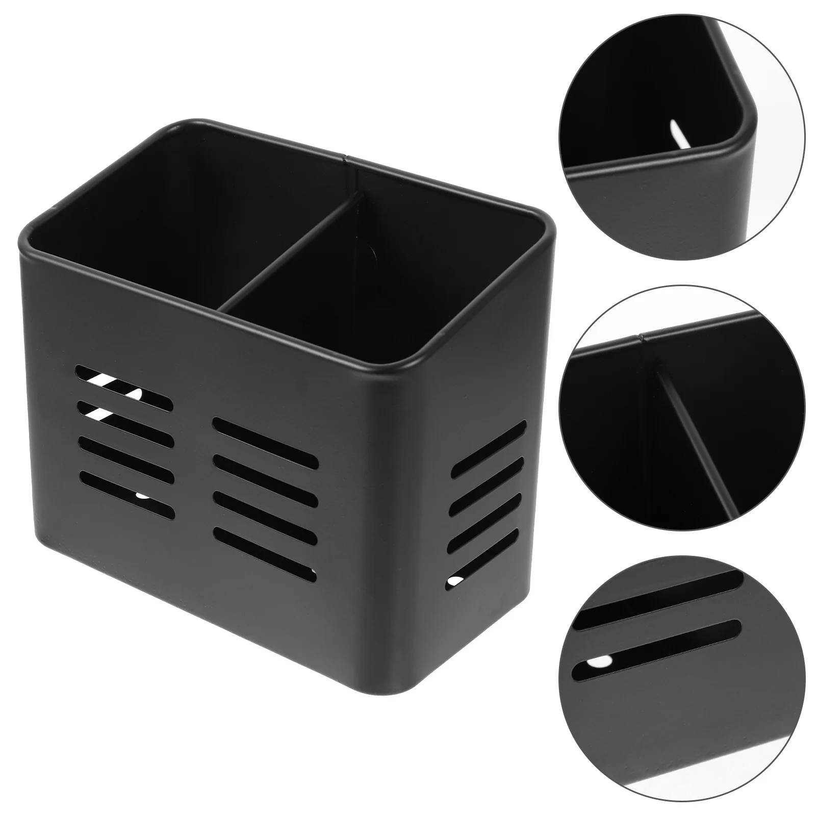 

Stainless Steel Chopstick Holder 430 Material Black Kitchen Utensil Basket Spoon Storage Cutlery Drain Holes Housewarming Gift