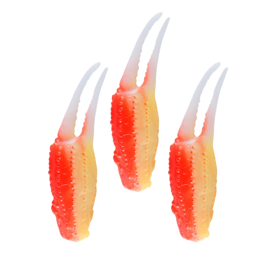 

3 Pcs Crab Fake Crabs Shrimp Model Toys Educational Decor Other Simulated Food Claw Bride