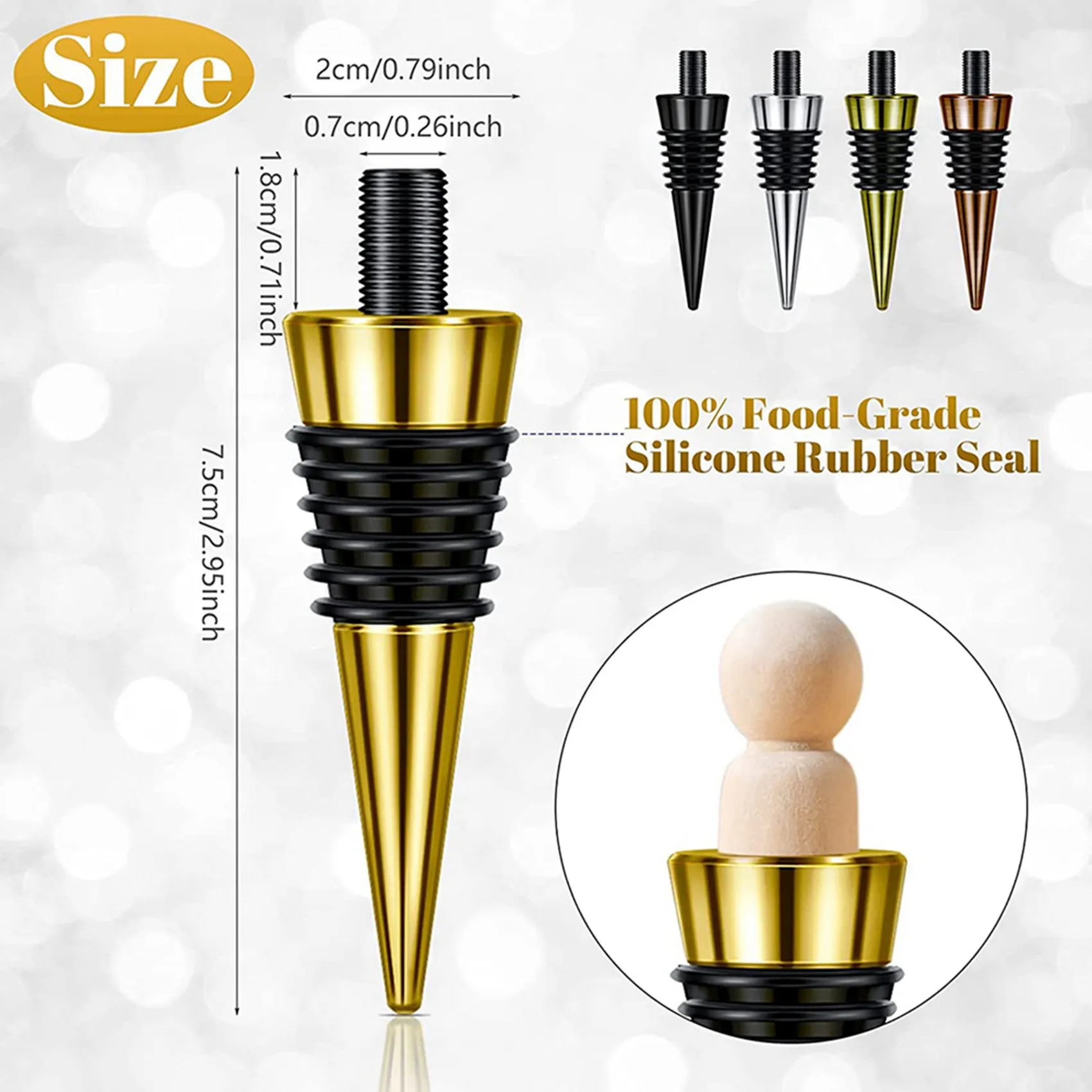 

ABMR-30 Pieces Blank Bottle Stopper With Threaded Post Metal Wine Stopper Inserts Set Hardware For Wood Turning DIY Project