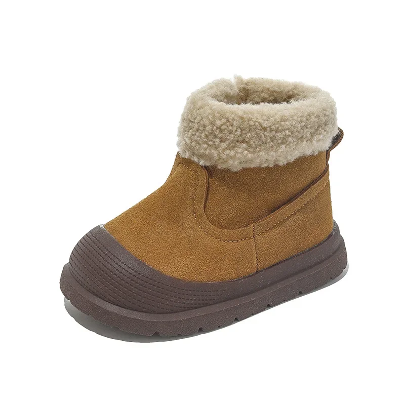 2024 Neue, heiße Verkäufe Kinder-Schneestiefel für Mädchen, warmer mittelhoher Stiefel mit Fleece-Winterstiefel, rutschfeste Baumwollschuhe