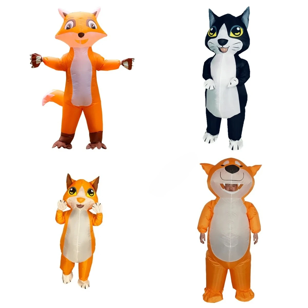 Halloween-Kostüm für Erwachsene, aufblasbares Kostüm, Fuchs/schwarze Katze/orangefarbene Katze/orangefarbener Hund, lustiges Requisitenkostüm, Urlaubsparty-Kostüm