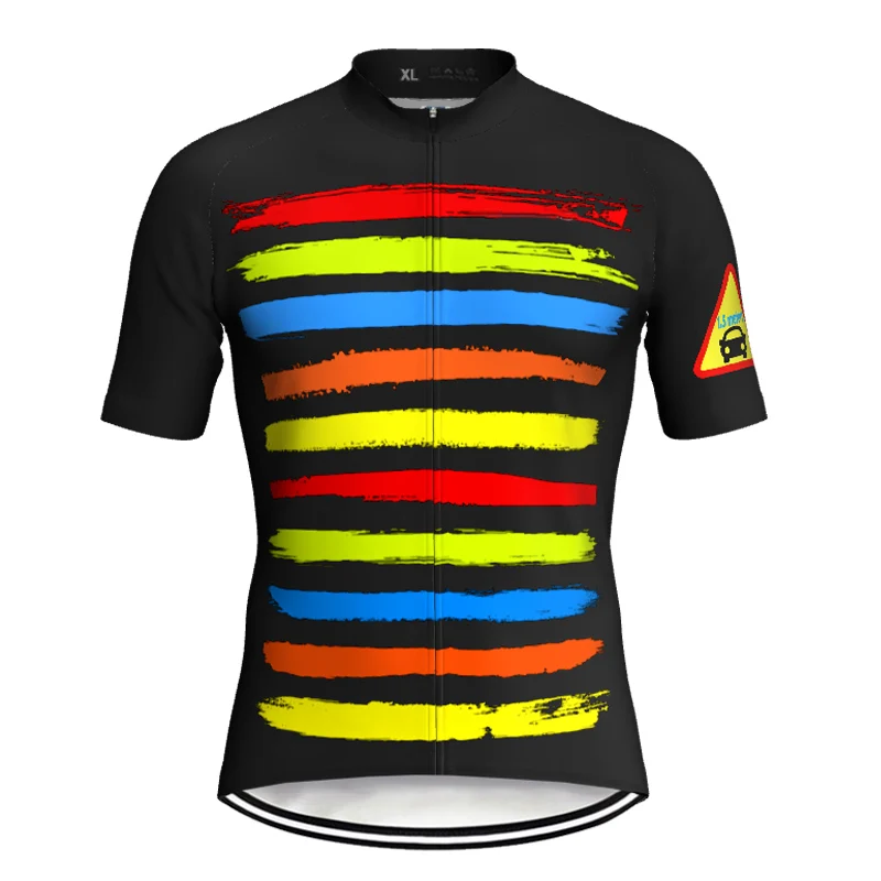 

Stripe Bike Jersey Short Sleeve Cycling Road MTB Sport Clothes Motocross Shirt Wear Bicycle Top Black Summer Jacket Rider Chest