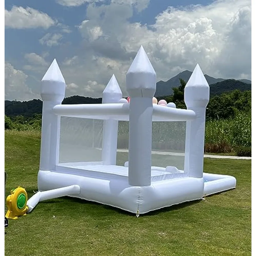 슬라이드와 볼풀이 있는 휴대용 흰색 바운스 하우스, 다기능 에어바운서 (13 * 8 * 8피트, 옥스포드 천, 에어블로워 포함)