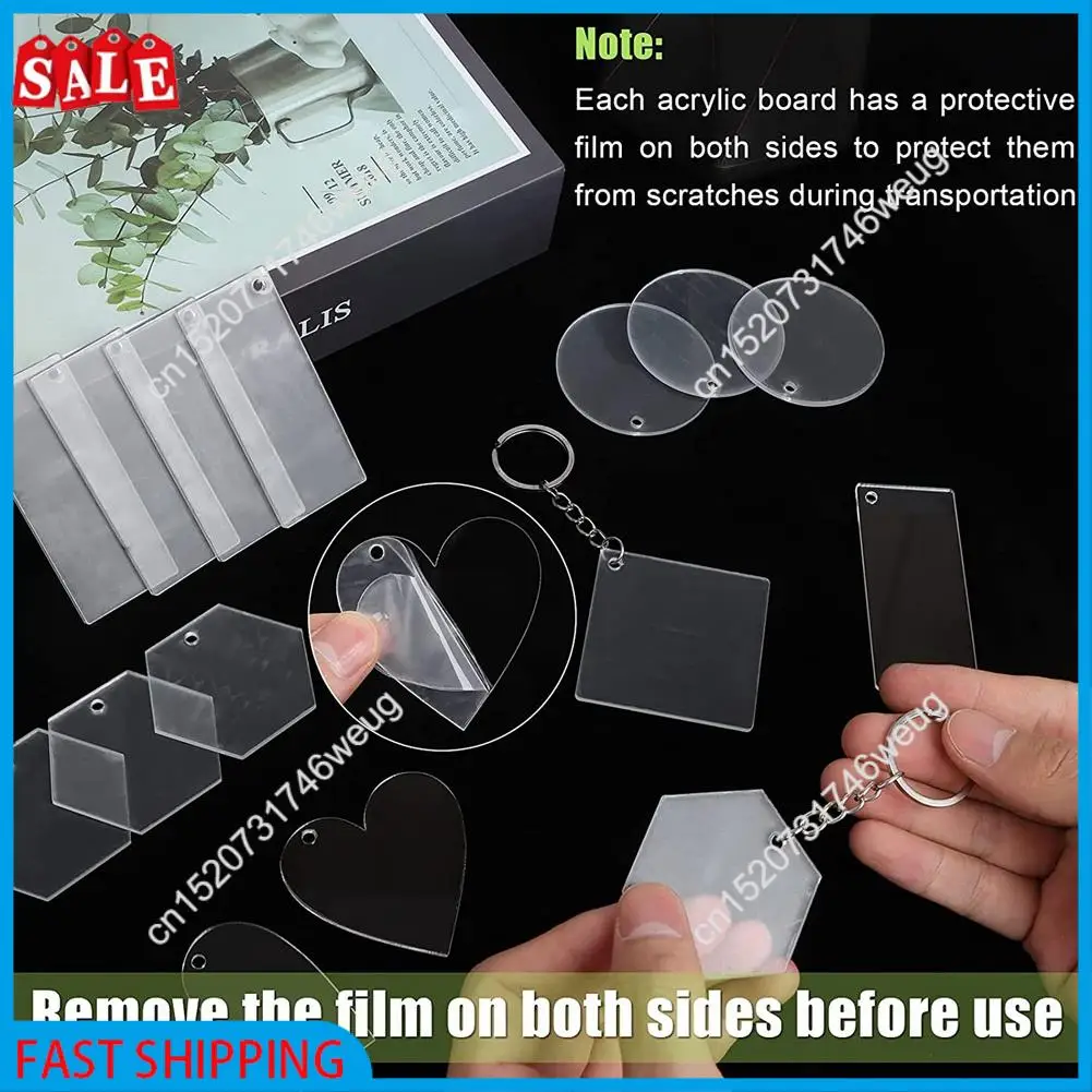 

XFDZ-200 Pieces Acrylic Keychain Blanks Blank Acrylic Clear Keychain Pendants For DIY Craft Projects