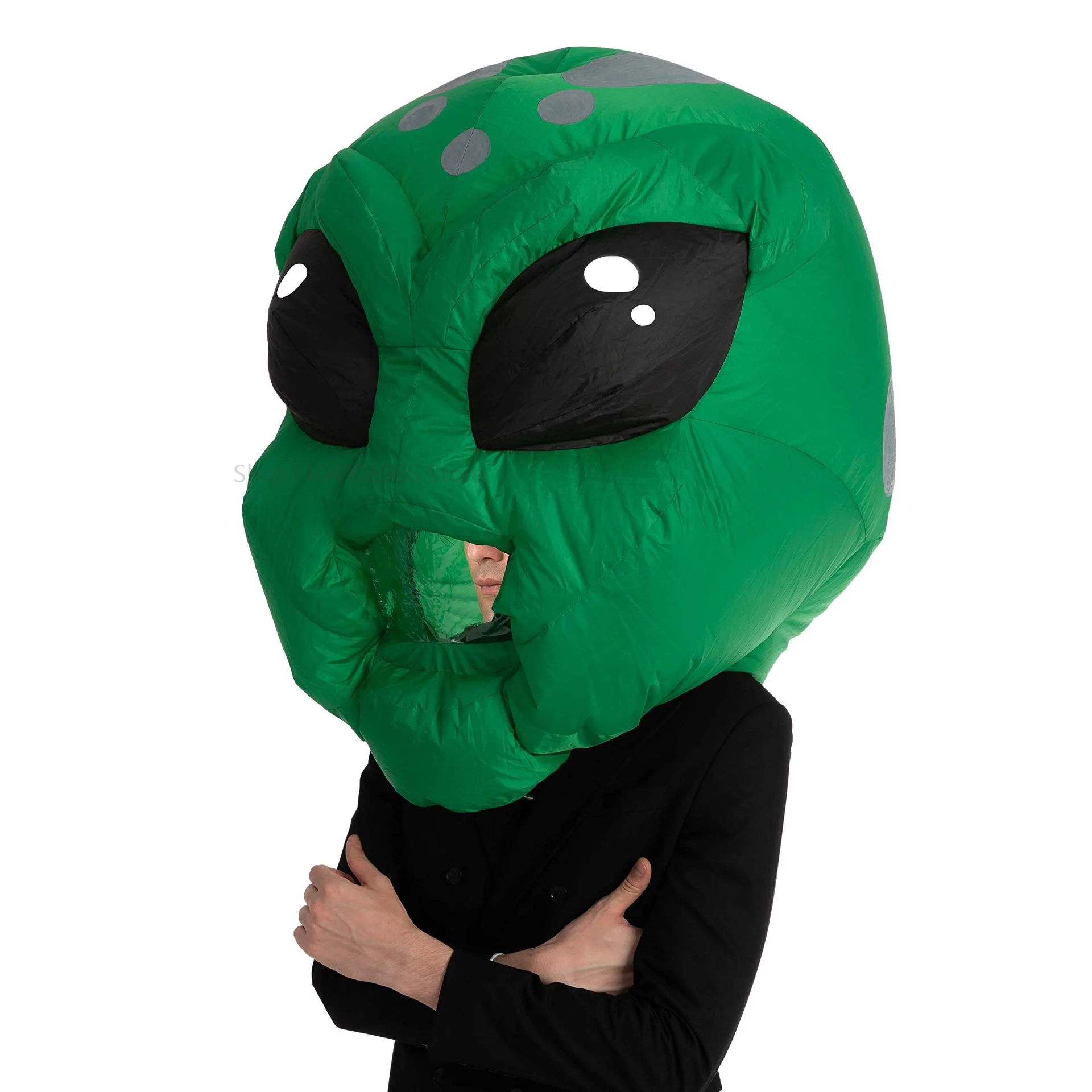 Funny Alien Inflatable Headgear Helmet Halloween Christmas Party Simulated Big-Headed Alien Inflatable Suit