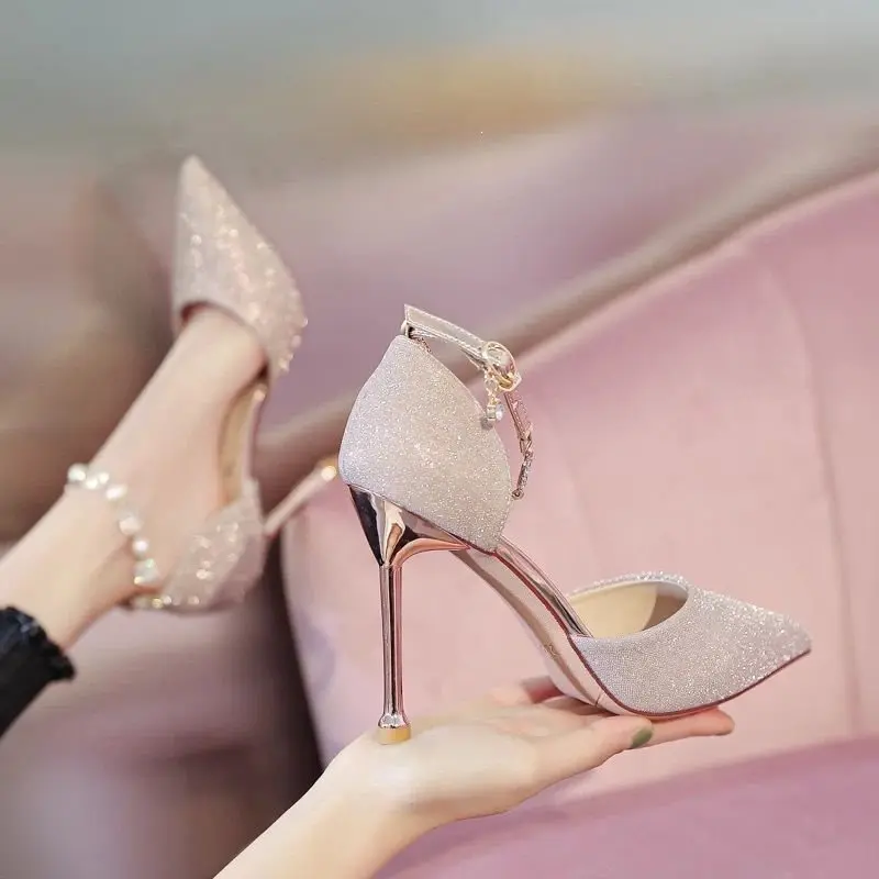 Niche design car show high-heel sandals for women thin heels 2026 summer new bride wedding shoes for women trendy stylish flats