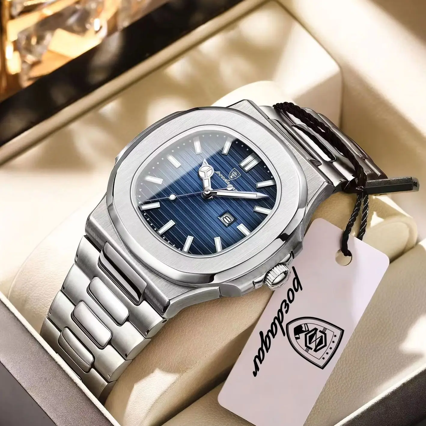 POEDAGAR Top Luxury Men’s Watch Luminous Waterproof Stainless Steel Fashion Man Clock Date Business Sport Quartz Watches For Men