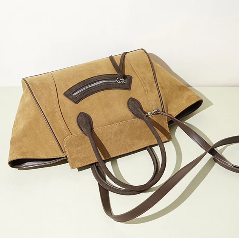 المرأة العصرية حقيبة يد شعبية 2025 خريف شتاء جديد وجه مبتسم حقيبة سعة كبيرة جلد الغزال Crossbody الكتف حقيبة محمولة #4