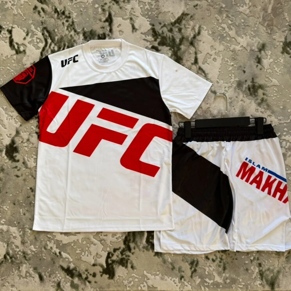 

UFC Islam Makhachev Fighting Night Boxing Short sleeved Shorts Men's Women's MMA Oversized Octagonal Cage Fighting Training Set
