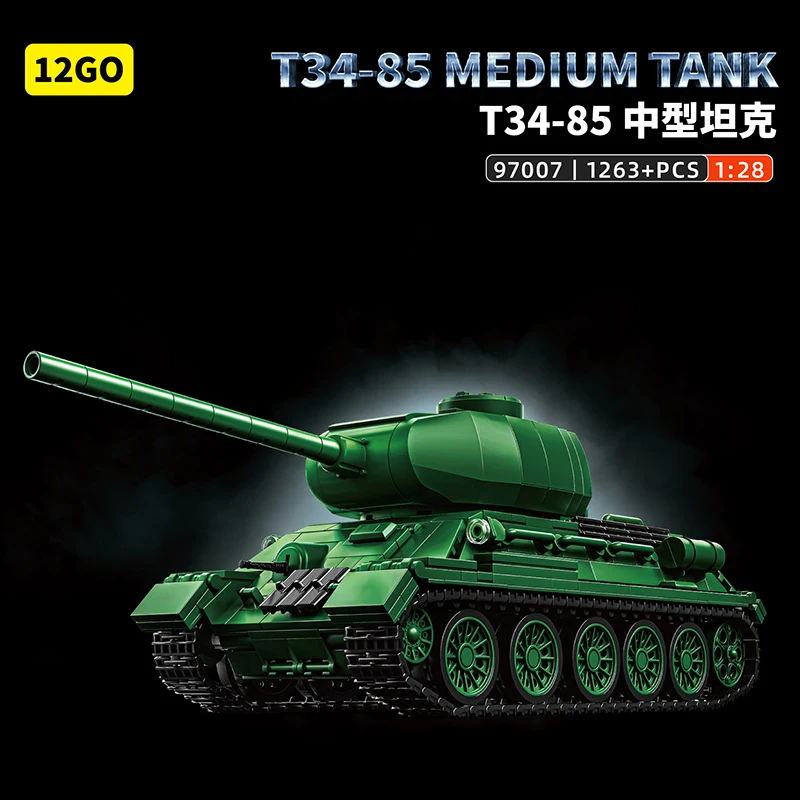 

T-34-85 Heavy Tank Armored Vehicle Building Blocks, Educational Assembly Military Toy for Kids Boys Girls