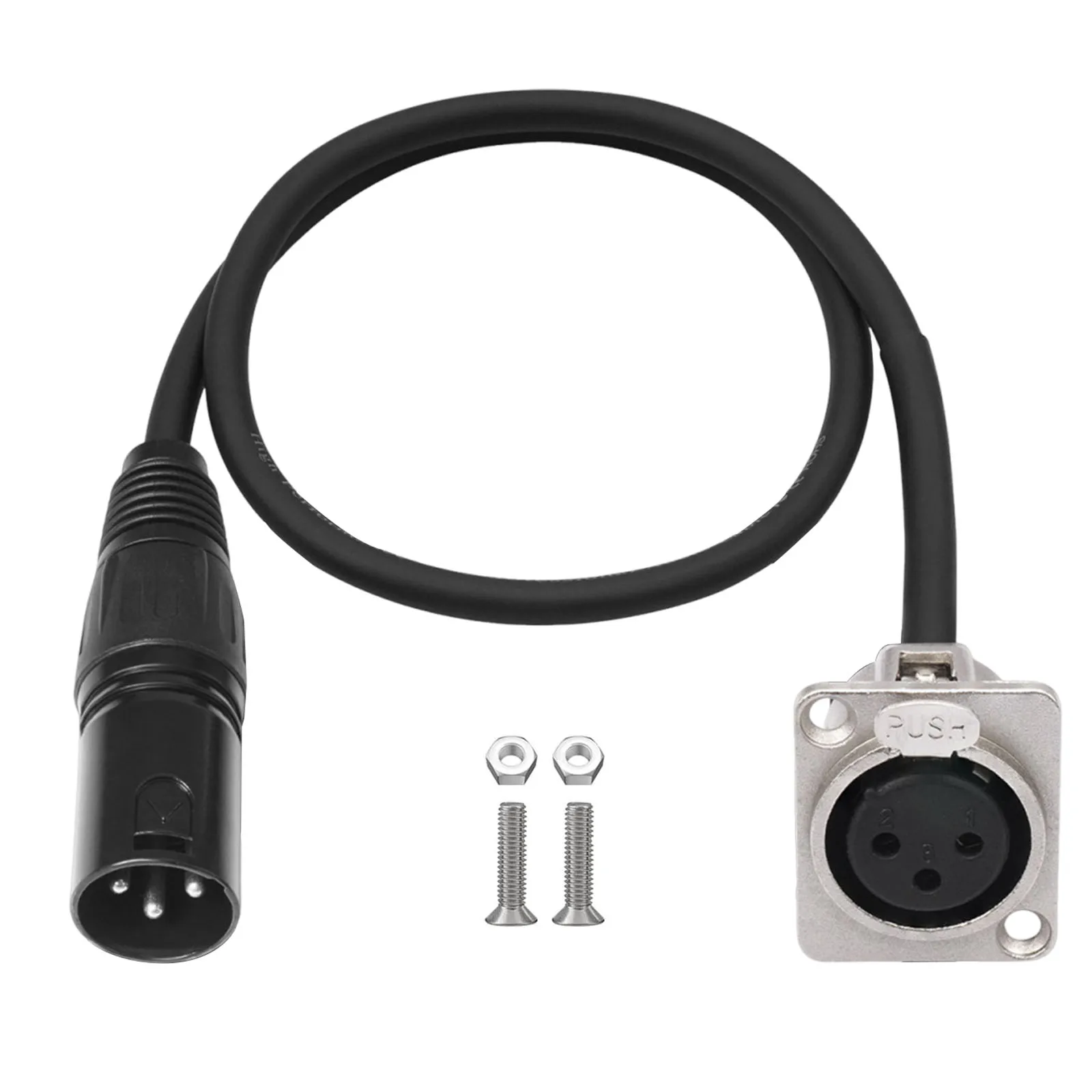 3Pin XLR Pass Through Cable Male To Female Panel Mount Cable No Solder with Mounting Screws for Stage Box Patch Panel