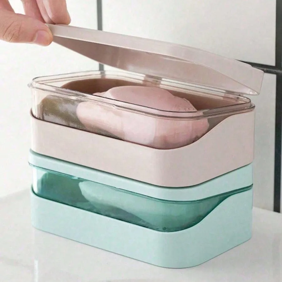 Double Layer Soap Box Travel  Soap Dish With Drainage System Transparent Storage Container For Bathroom