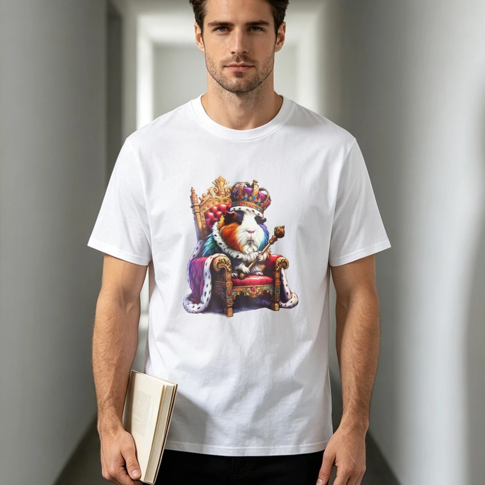 Royal Guinea Pig Unisex Crewneck Tshirt Funny guinea pig Cotton Tees Guinea Pig King Graphic Tee Fuynny Men Women Casual Shirt