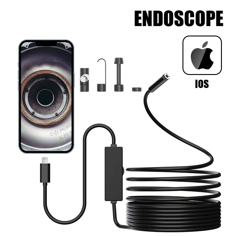 WDLUCKY 8MM 1080P Endoscope Inspection Camera Mini Inspection Camera for IOS iphone Waterproof Pipeline Borescope