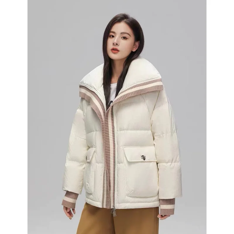 Women\'s Down Puffer Jackets Black Winter Korean Fashion Y2K Style Streetwear Chic Warm 2023 Female Coat Cotton Beige Outwear