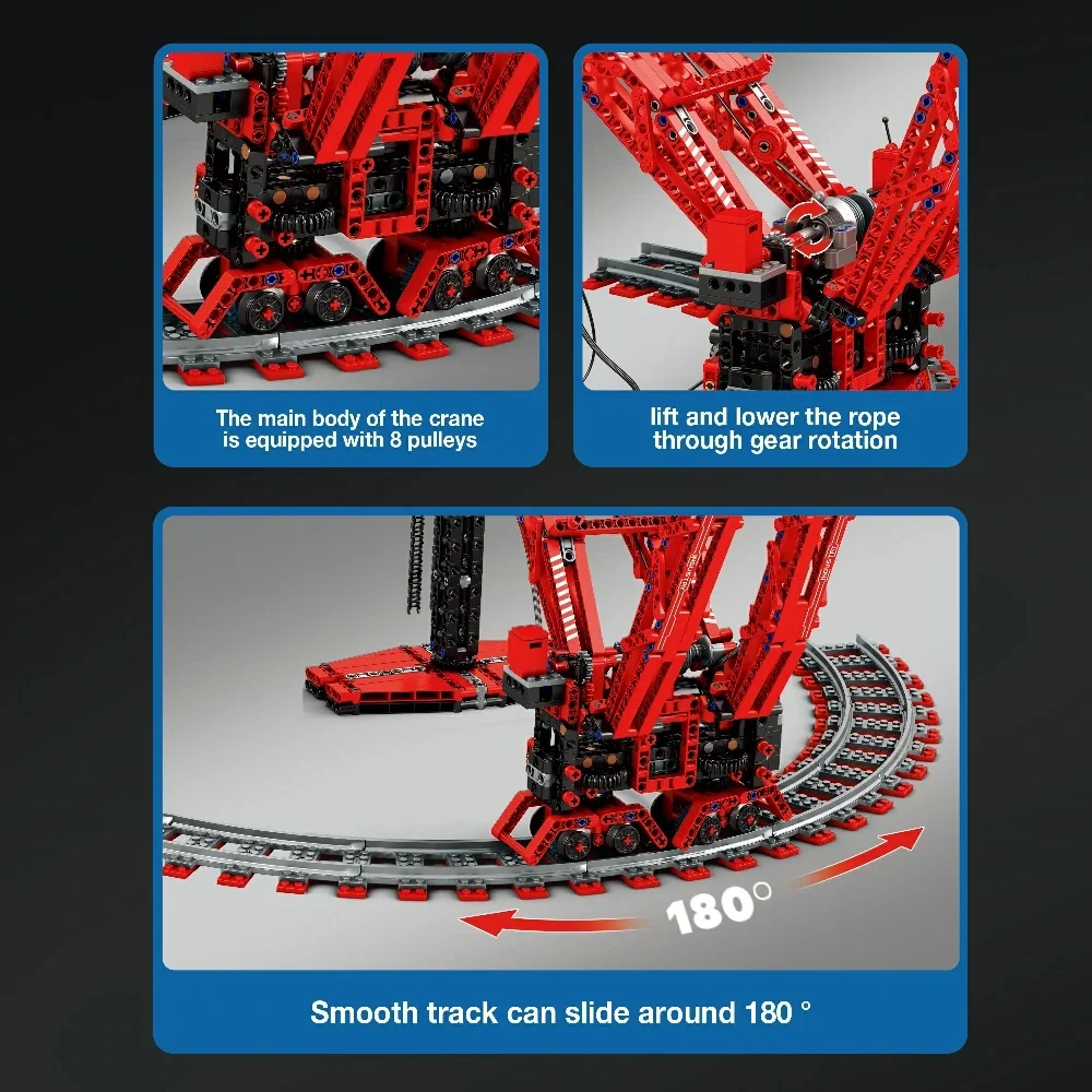 Técnico sk6000 anel pesado guindaste modular blocos de construção talha mecânica com motor tijolo modelo kit adultos crianças presente 1196 pçs