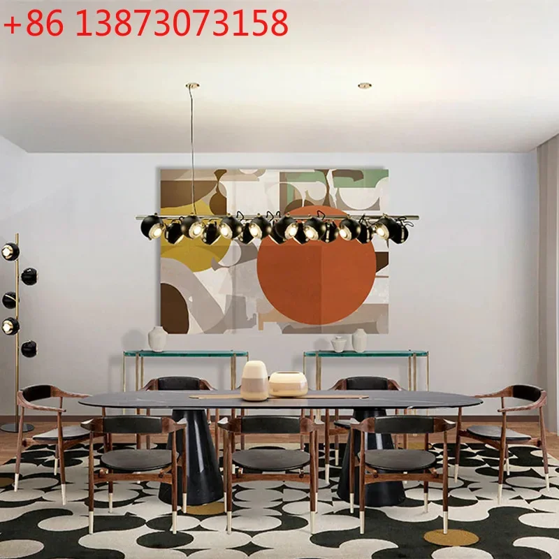 Mesa de comedor italiana Bertoia, mesa de comedor con superficie de mármol para el hogar, mesa de comedor italiana de lujo ligero y combinación de sillas
